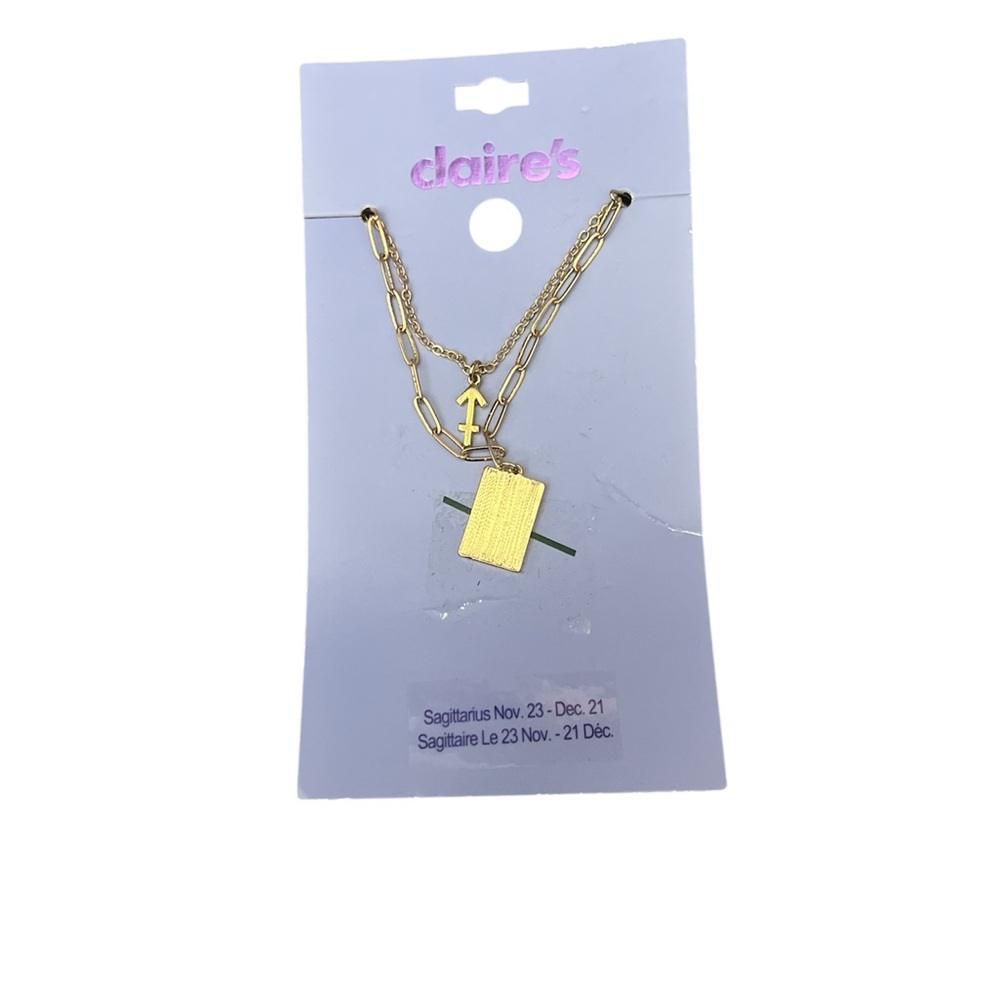 Claire's Gold Zodiac Necklace with Sagittarius Charm